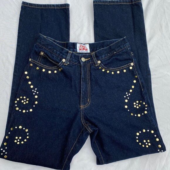 Pure Diva Brand Embellished Dark Wash Jeans 9 - Picture 2 of 7